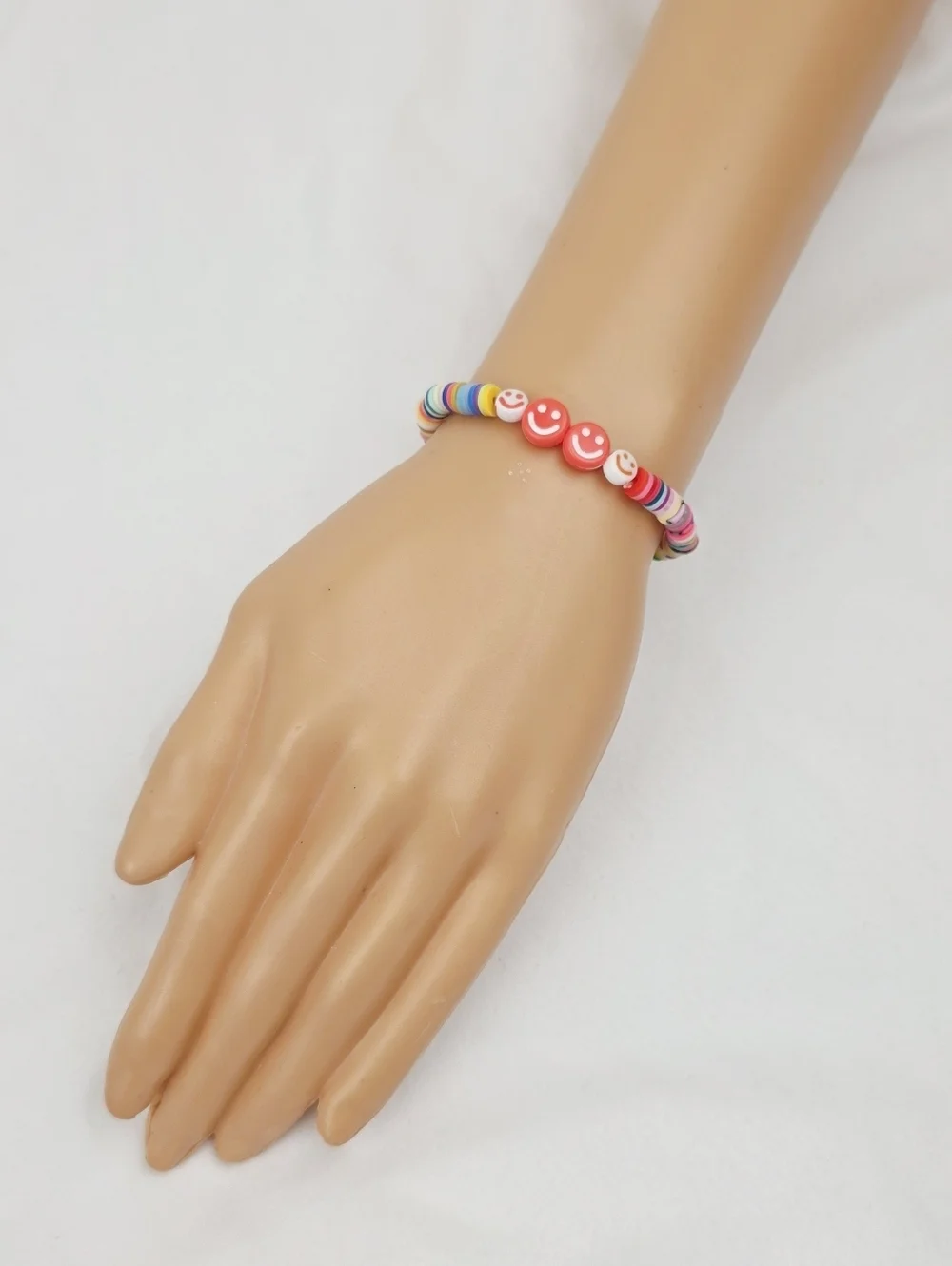 Handmade Clay Bead Multi Color Smiley Face Bracelet
